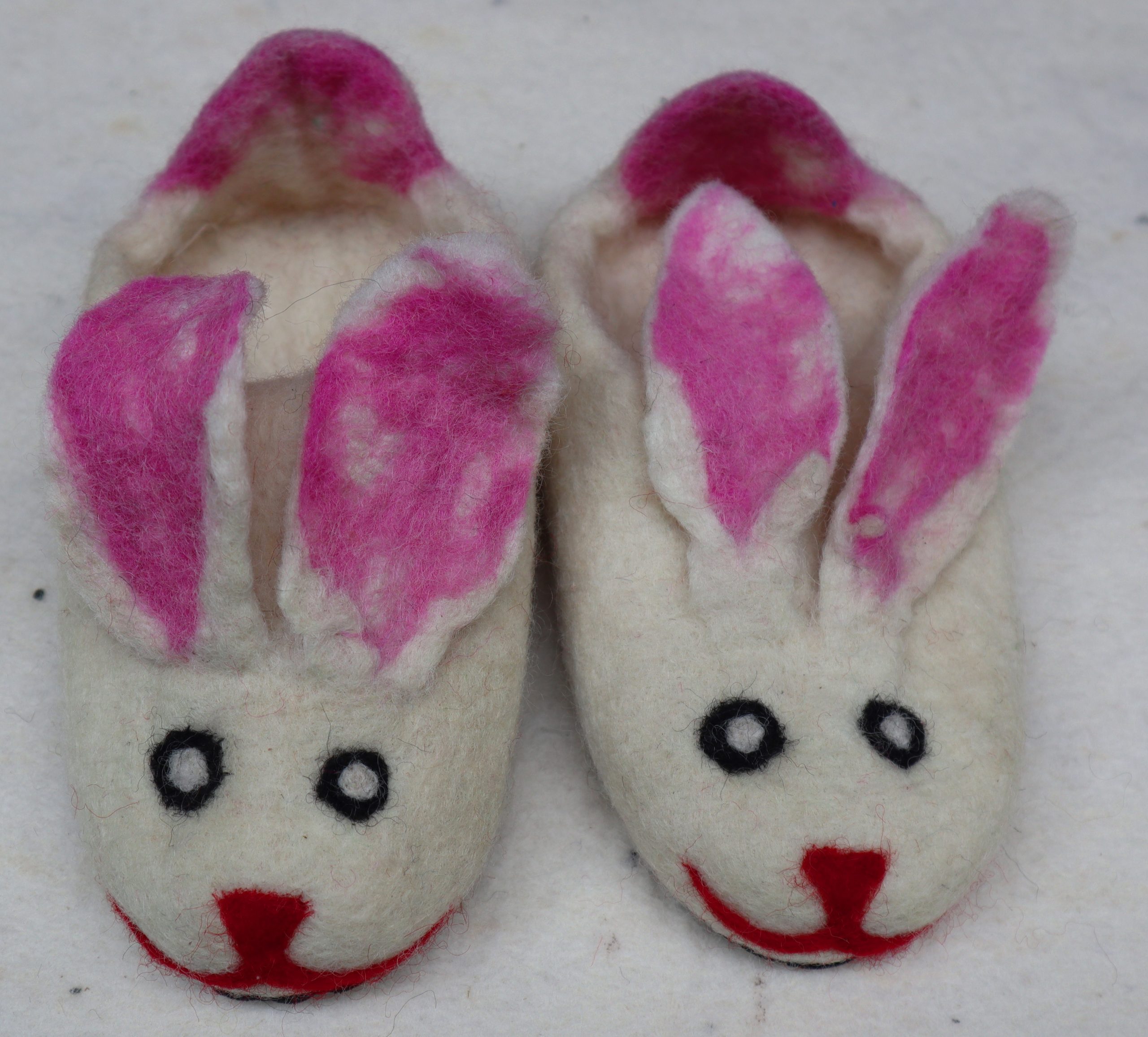 Unisex Felt Baby Shoes With Rabbit Designs - Handmade Felted Shoes LH0056 - Image 2
