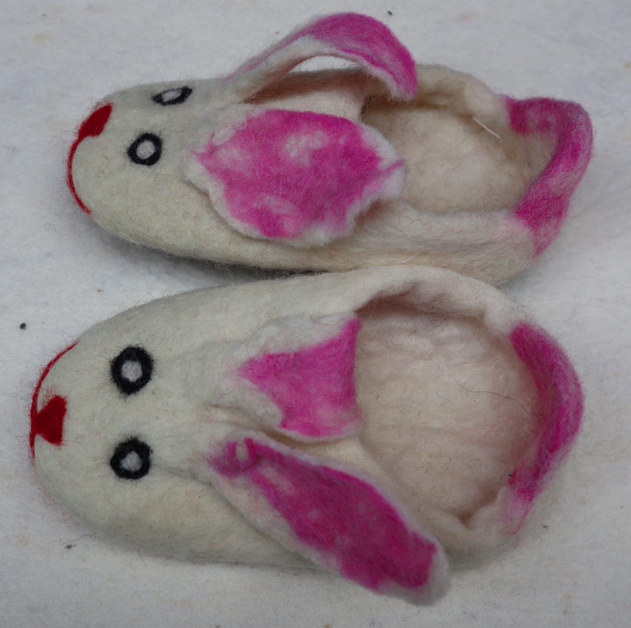 Unisex Felt Baby Shoes With Rabbit Designs - Handmade Felted Shoes LH0056